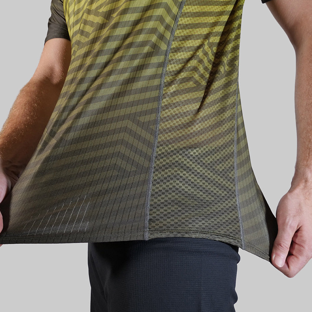 t-shirt running trail zip jaune recyclé made in Europe